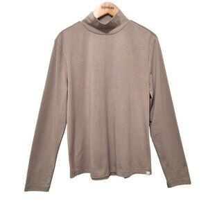 Ministry Of Supply Composite Merino Wool Blend Mock Neck Top Light Beige Women L